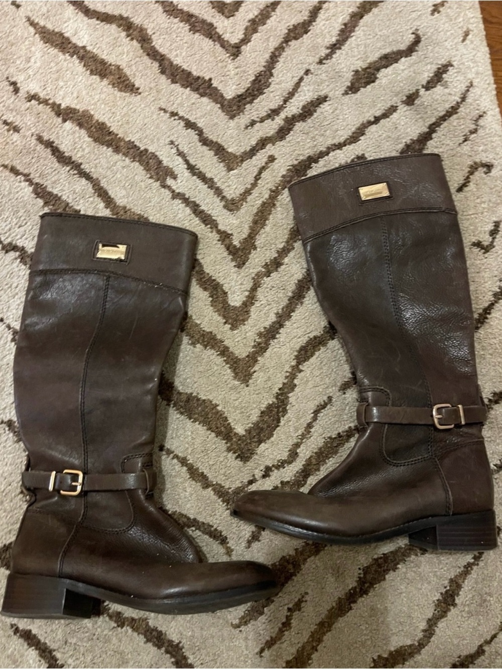 ANTONIO MELANI Dark Brown Leather Over-the-Knee Buckle Boots worn once